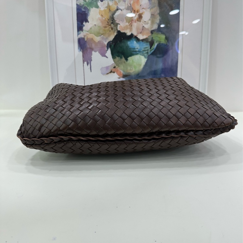 Bottega veneta/BV葆蝶家烏木棕色編織和尚包,經典手工編織設計,搭配金屬五金配件,簡約大氣 內裡乾淨 整體無瑕 size:40*27cm-5