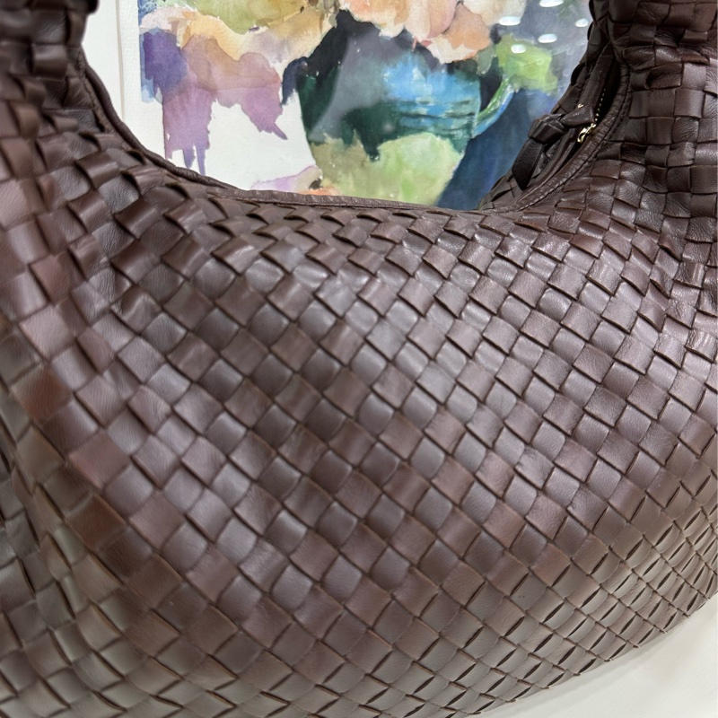 Bottega veneta/BV葆蝶家烏木棕色編織和尚包,經典手工編織設計,搭配金屬五金配件,簡約大氣 內裡乾淨 整體無瑕 size:40*27cm-6