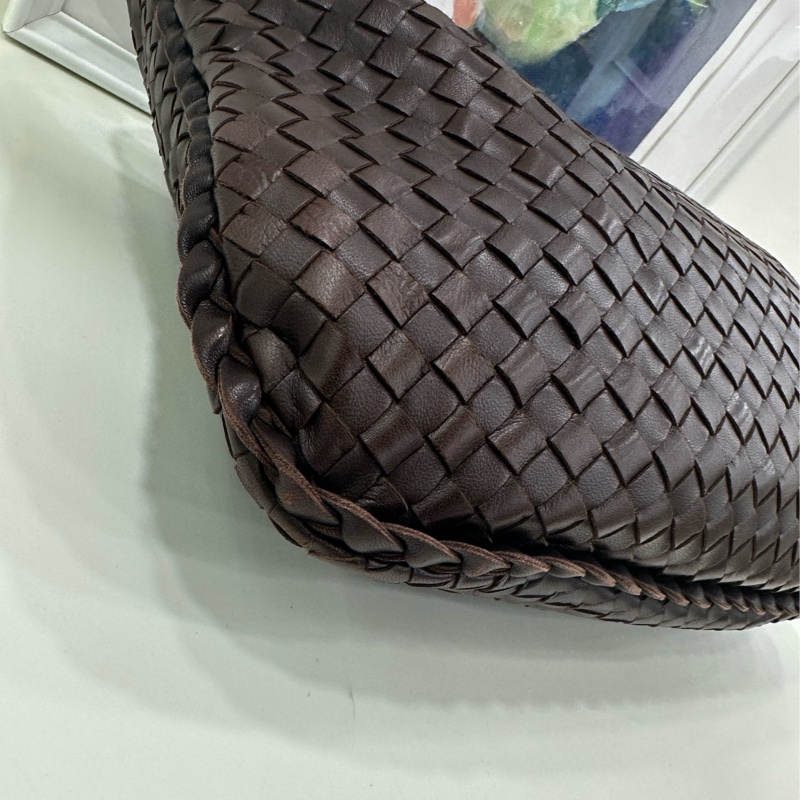 Bottega veneta/BV葆蝶家烏木棕色編織和尚包,經典手工編織設計,搭配金屬五金配件,簡約大氣 內裡乾淨 整體無瑕 size:40*27cm-9