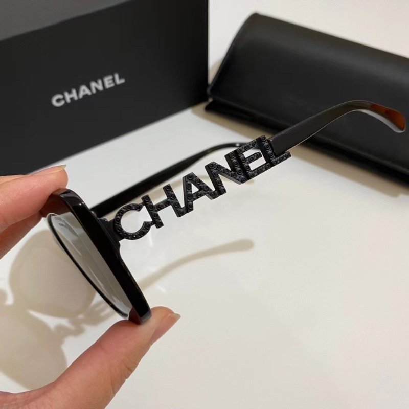 Chanel 🔥斷貨王 趙露思 辛芷蕾同款 黑鑽腿鑲鑽太陽眼鏡 全新全配-3