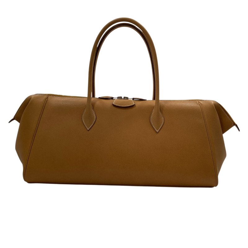 HERMES 愛馬仕 BOMBAY 40 🄹刻 皮革 旅行袋 金棕色-0
