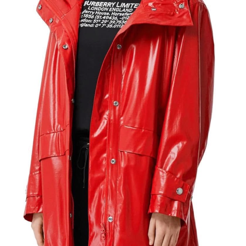 BURBERRY英國黑標紅色連帽風衣-1