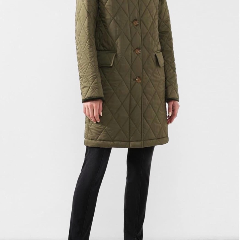 BURBERRY英國黑標軍綠絎縫連帽大衣-2