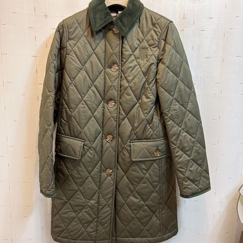 BURBERRY英國黑標軍綠絎縫連帽大衣-5