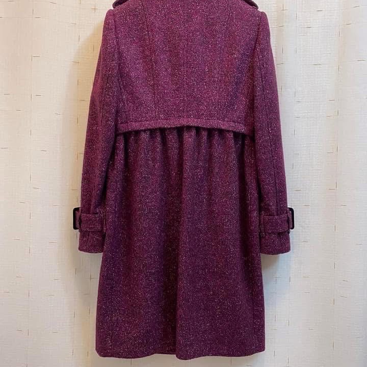 BURBERRY LONDON莓紫紅羊毛洋裝大衣-1