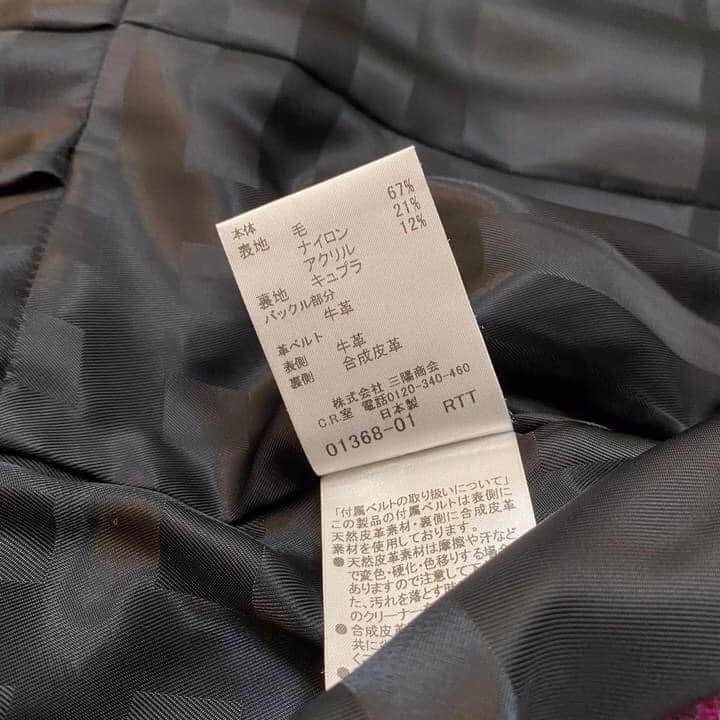 BURBERRY LONDON莓紫紅羊毛洋裝大衣-10