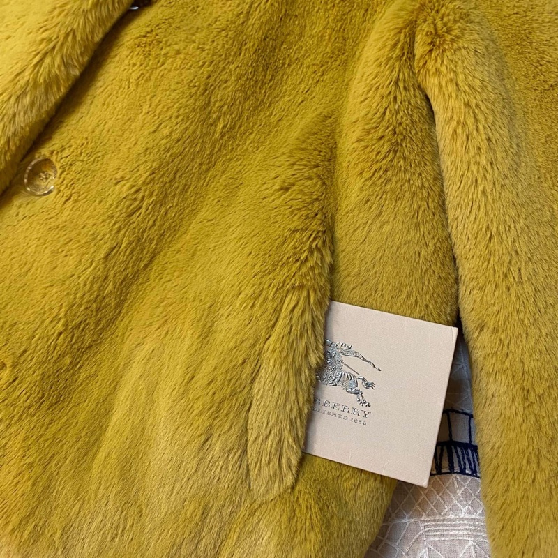 BURBERRY英國黑標薑黃色人造皮草外套-10