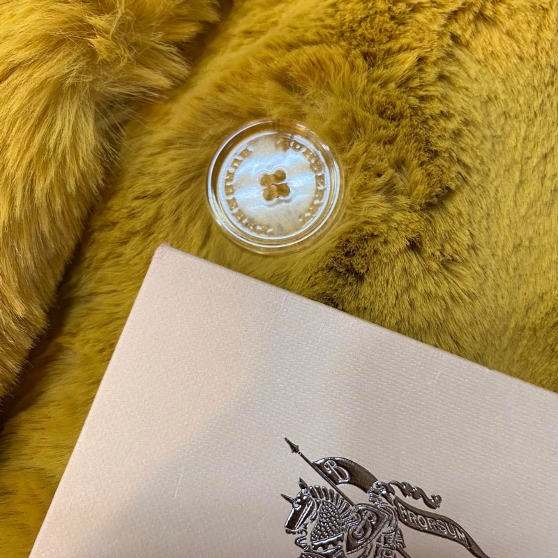BURBERRY英國黑標薑黃色人造皮草外套-12