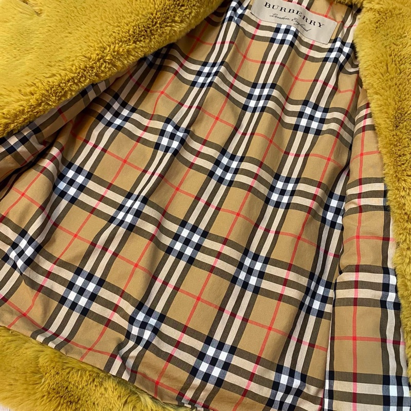 BURBERRY英國黑標薑黃色人造皮草外套-14