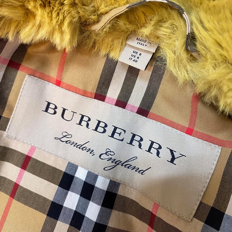BURBERRY英國黑標薑黃色人造皮草外套-15