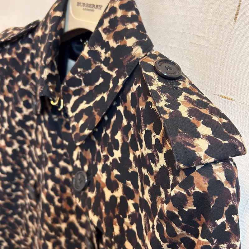 BURBERRY 英國黑標豹紋中長風衣-4
