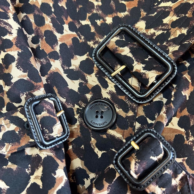 BURBERRY 英國黑標豹紋中長風衣-7
