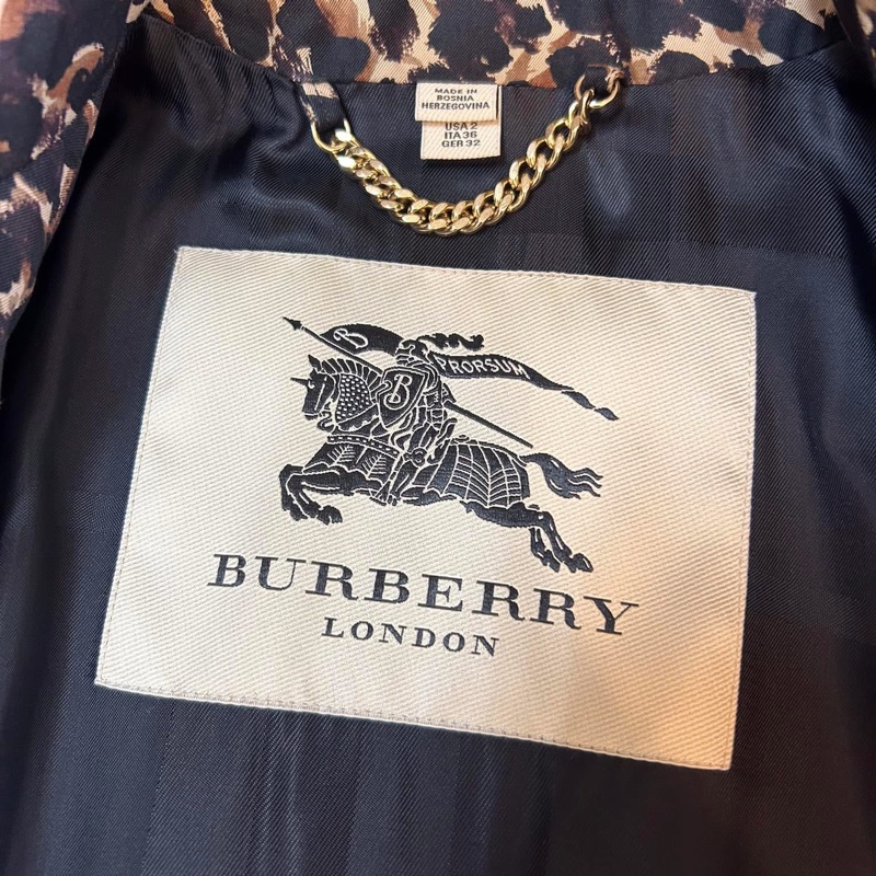 BURBERRY 英國黑標豹紋中長風衣-13