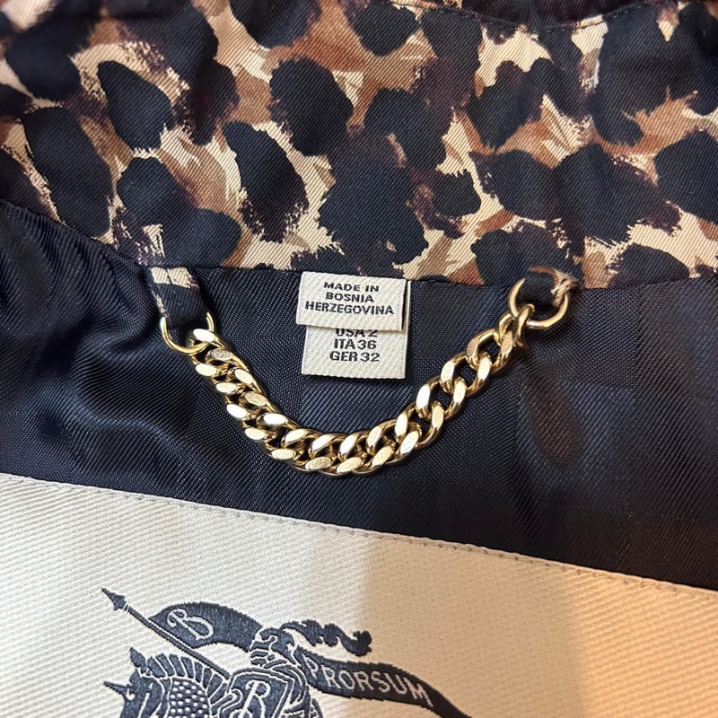 BURBERRY 英國黑標豹紋中長風衣-14