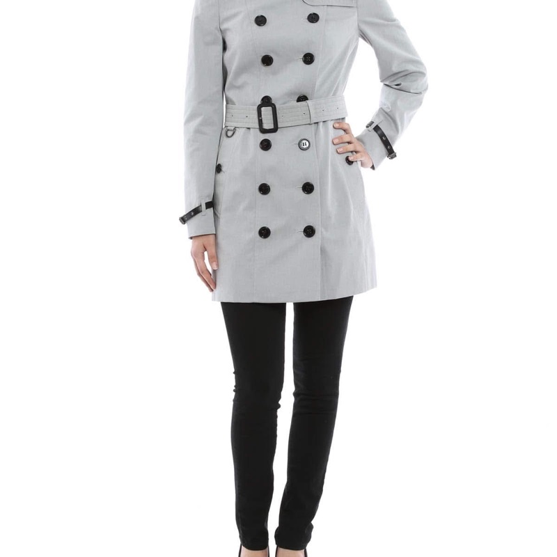 BURBERRY英國黑標雪花灰皮帶款風衣-0