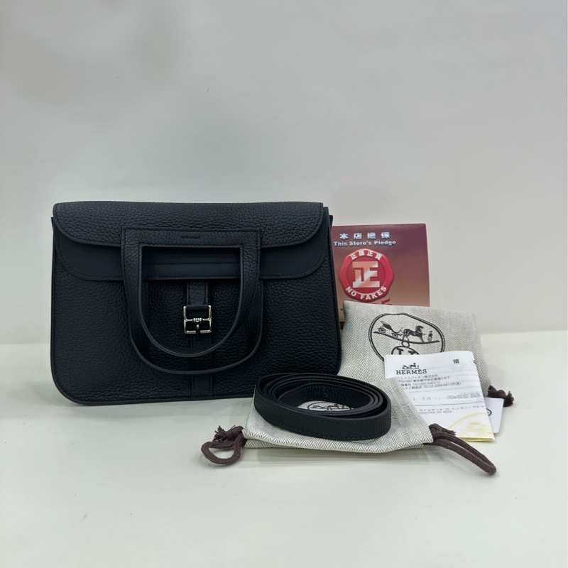 Hermes Halzan25 黑銀 B刻 有購證 99新-0