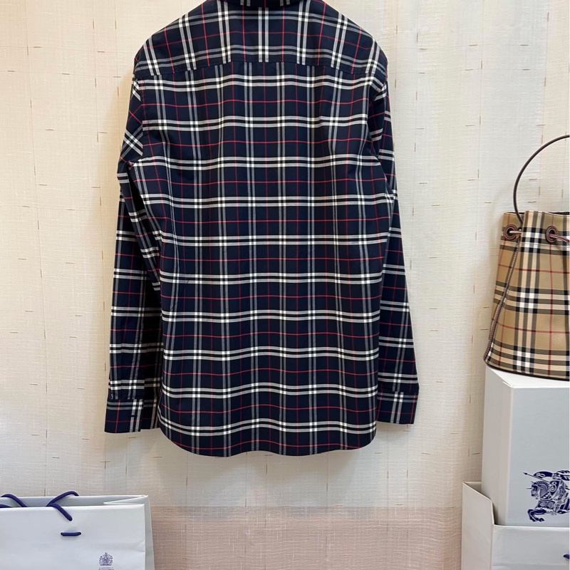 BURBERRY英國黑標男款海軍藍格紋襯衫-4