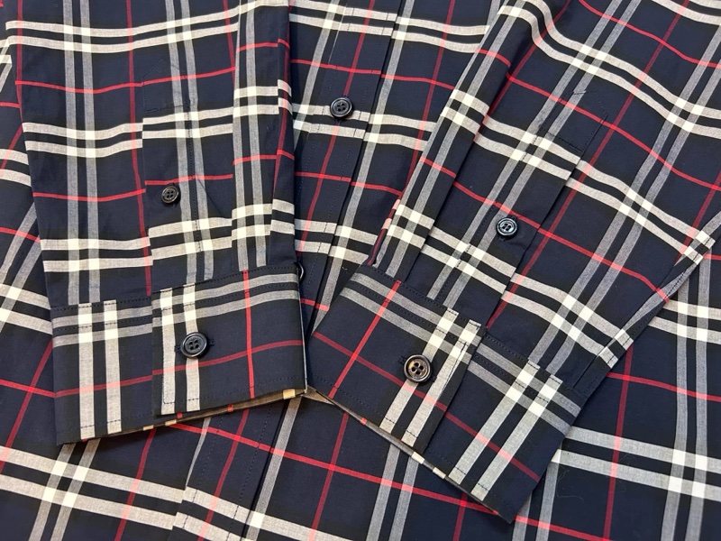BURBERRY英國黑標男款海軍藍格紋襯衫-5