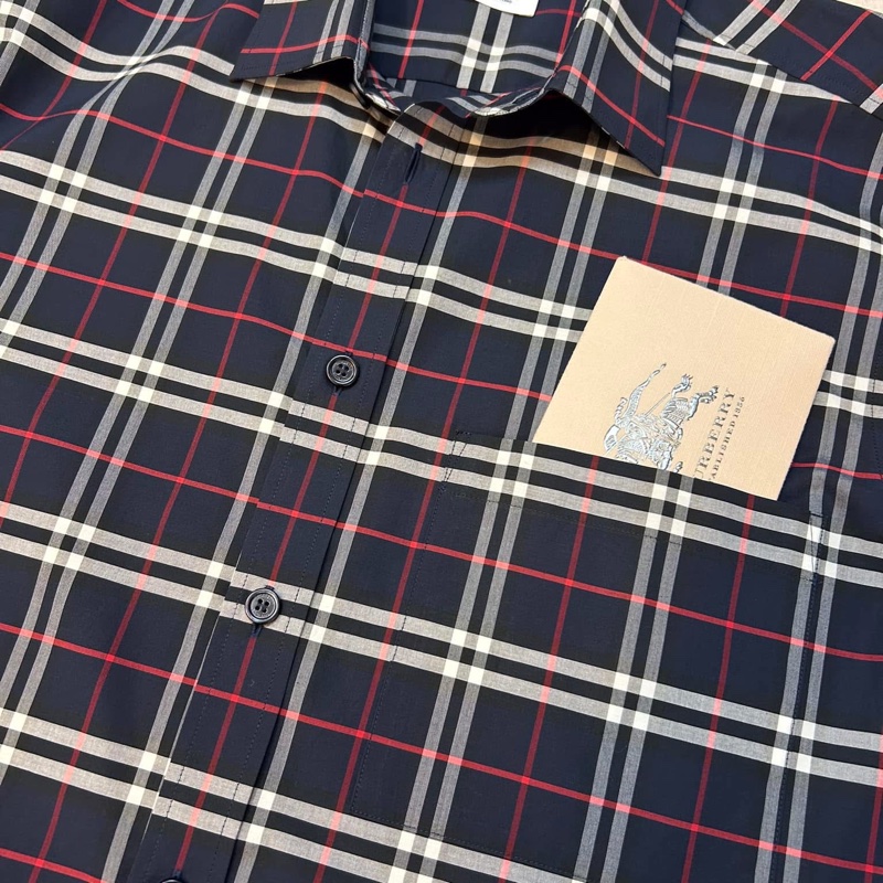 BURBERRY英國黑標男款海軍藍格紋襯衫-7