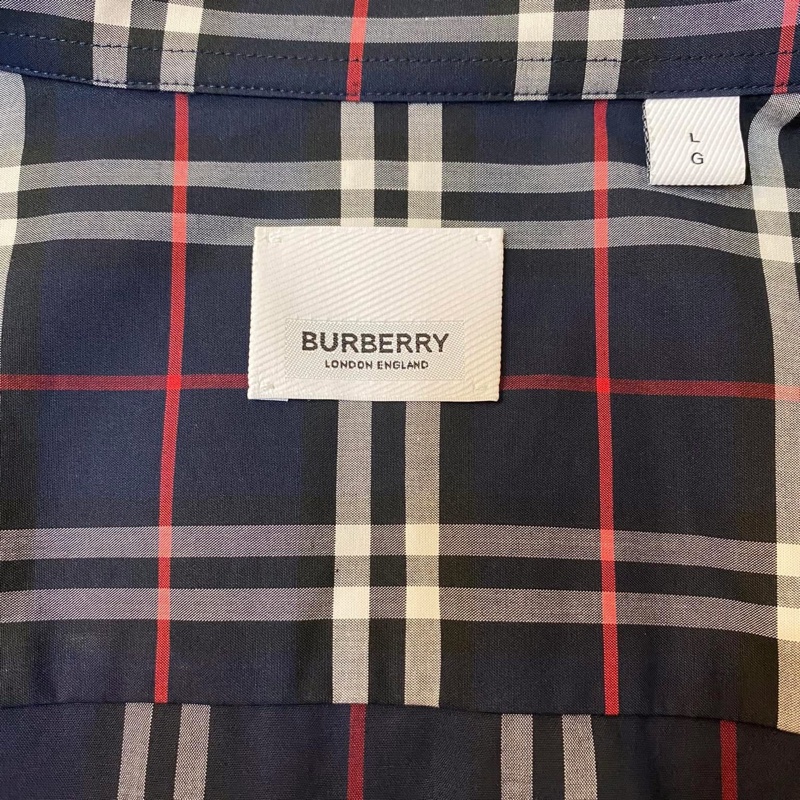BURBERRY英國黑標男款海軍藍格紋襯衫-9