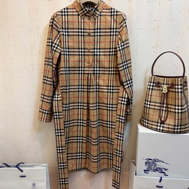 BURBERRY英國黑標復古格紋洋裝-4