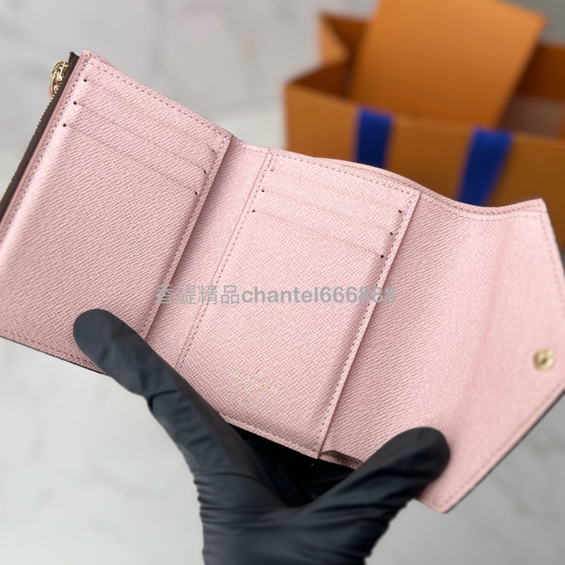 💗香緹國際精品💗 LV 芭蕾粉色內裡 老花短夾-7