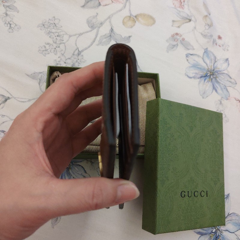 Gucci 緹花皮革雙開卡包-10