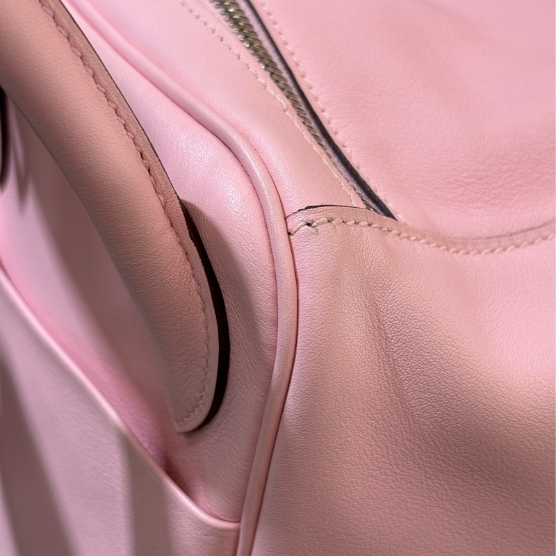 HERMES LINDY 30 SWIFT 櫻花粉 牛皮 銀釦 肩背包 手提包 拉鍊包-6