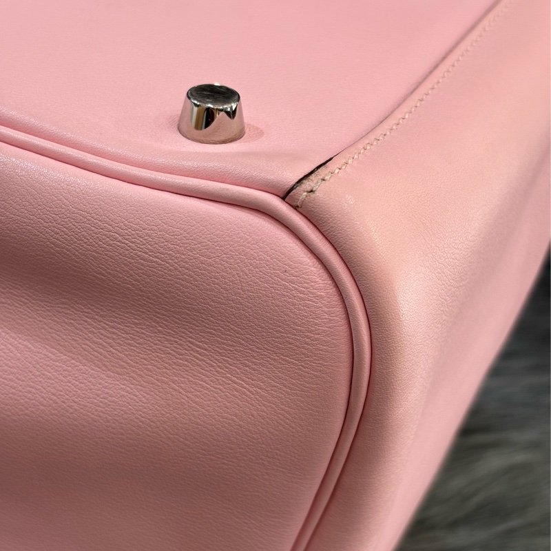HERMES LINDY 30 SWIFT 櫻花粉 牛皮 銀釦 肩背包 手提包 拉鍊包-34