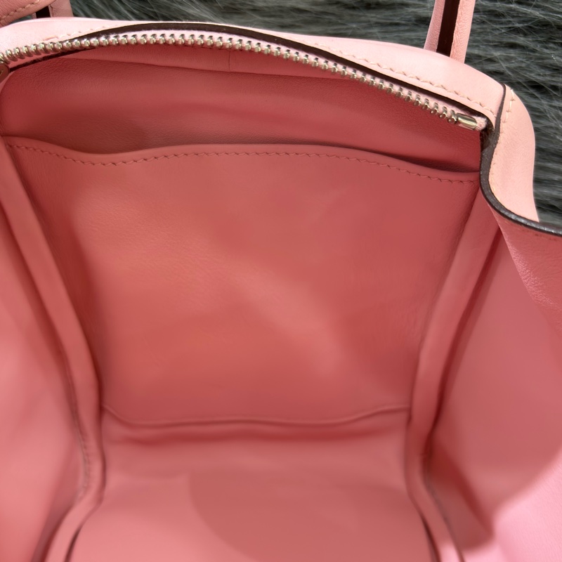 HERMES LINDY 30 SWIFT 櫻花粉 牛皮 銀釦 肩背包 手提包 拉鍊包-46