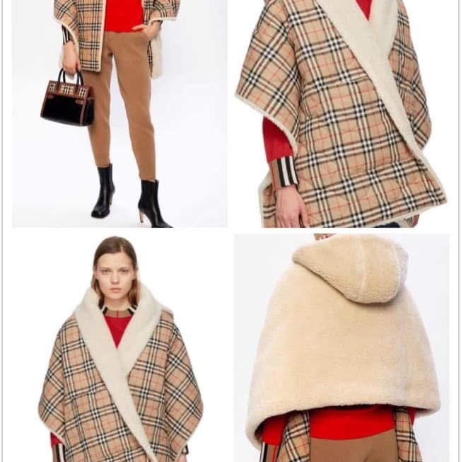 BURBERRY英國黑標經典格紋連帽斗篷-0
