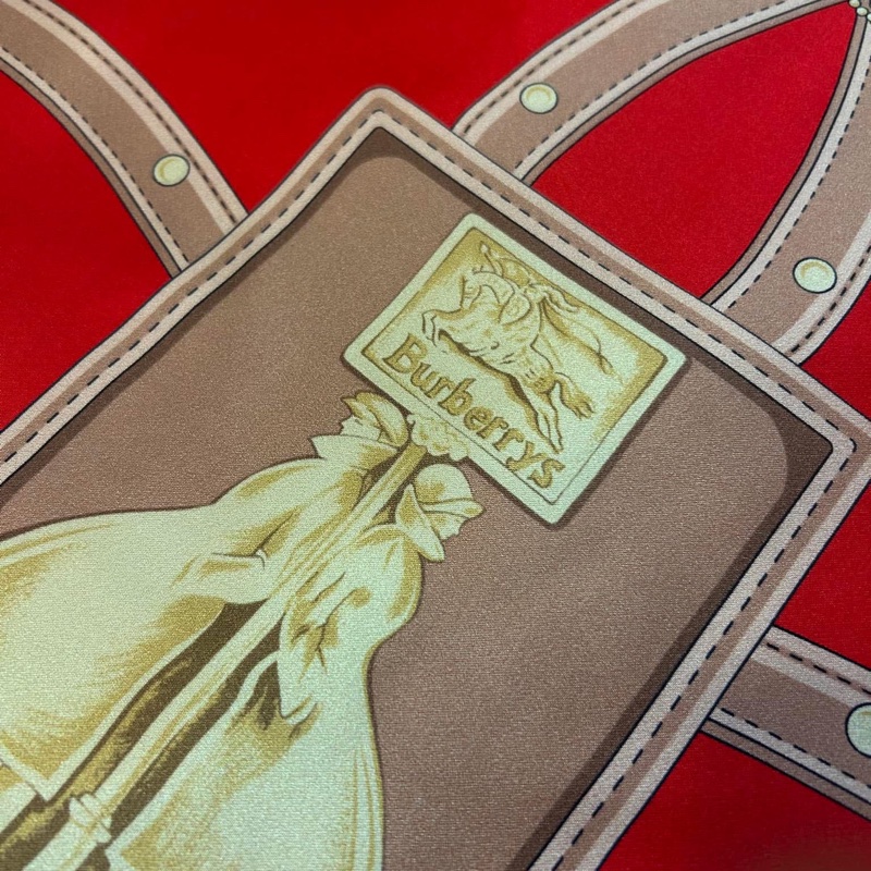 BURBERRY英國黑標典藏圍巾印花絲緞寬鬆披肩/緋紅-13