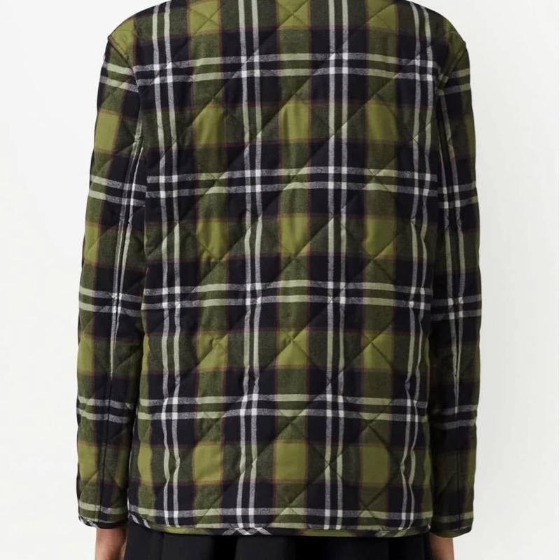 BURBERRY英國黑標格紋羊毛絎縫外套-1