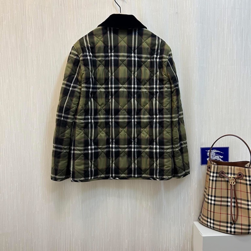 BURBERRY英國黑標格紋羊毛絎縫外套-4