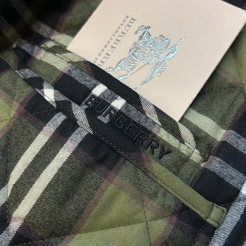 BURBERRY英國黑標格紋羊毛絎縫外套-7