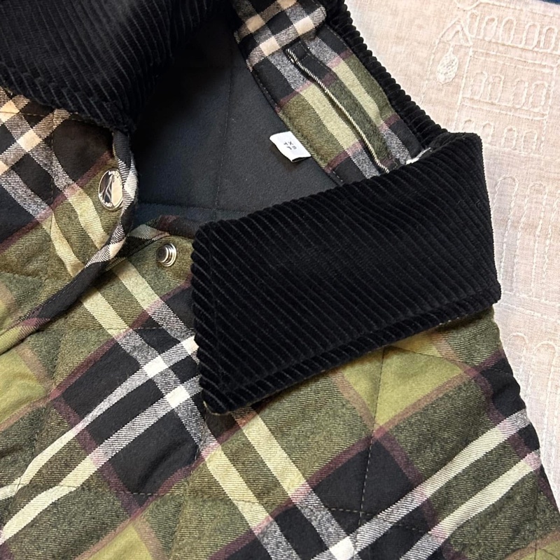BURBERRY英國黑標格紋羊毛絎縫外套-10
