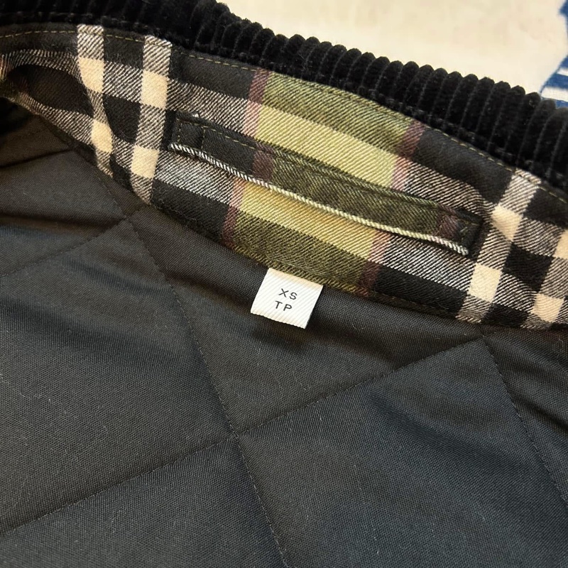 BURBERRY英國黑標格紋羊毛絎縫外套-14