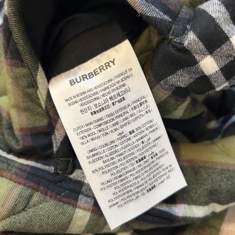 BURBERRY英國黑標格紋羊毛絎縫外套-15