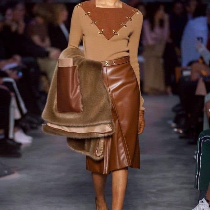 BURBERRY英國黑標金屬環裝飾雙色羊毛針織衫/暖駝色-0