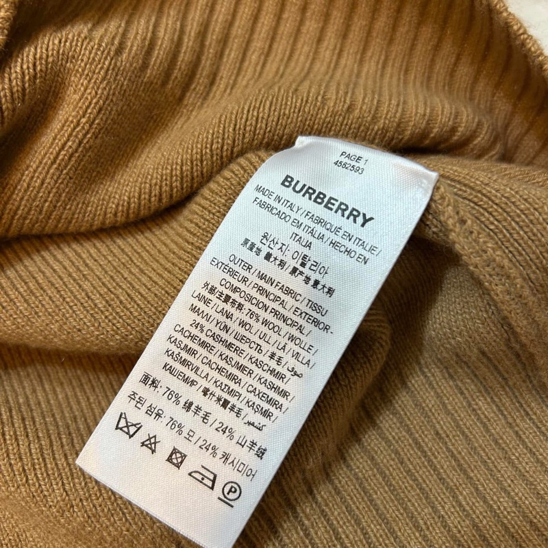 BURBERRY英國黑標金屬環裝飾雙色羊毛針織衫/暖駝色-10