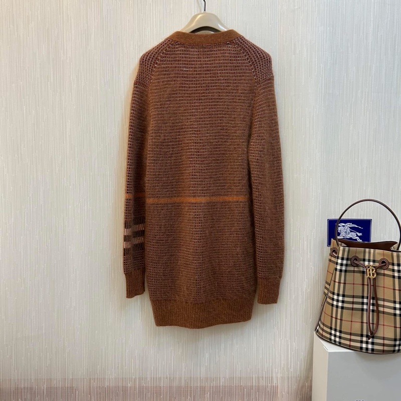 BURBERRY英國黑標格紋羊毛馬海毛混紡外套-2