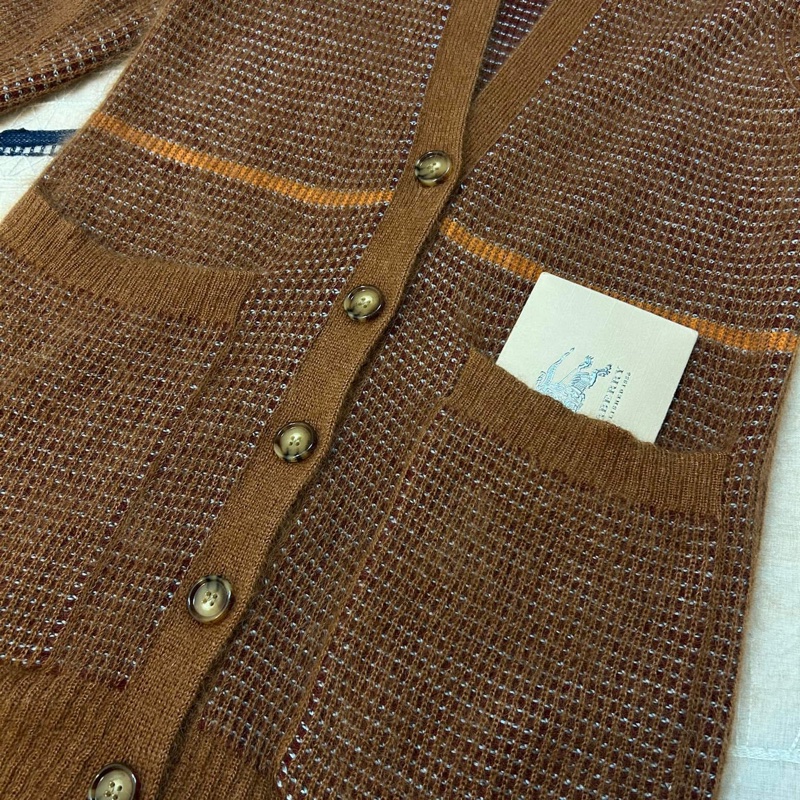BURBERRY英國黑標格紋羊毛馬海毛混紡外套-5