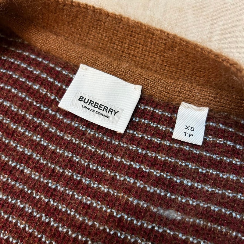 BURBERRY英國黑標格紋羊毛馬海毛混紡外套-7