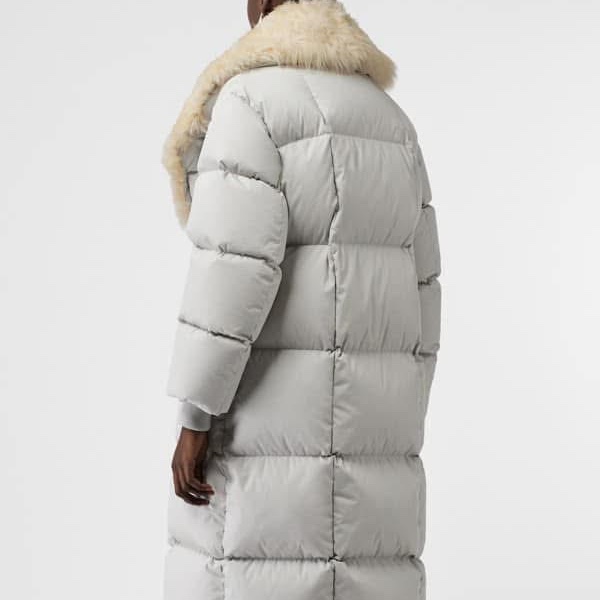 BURBERRY英國黑標石色皮草鵝絨大衣-1