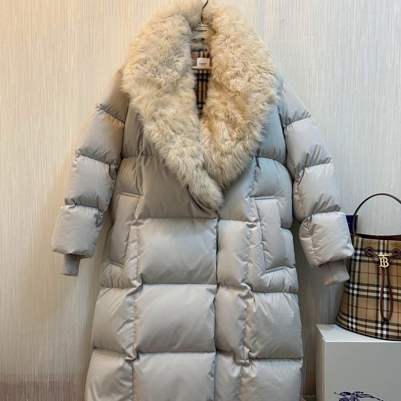 BURBERRY英國黑標石色皮草鵝絨大衣-2