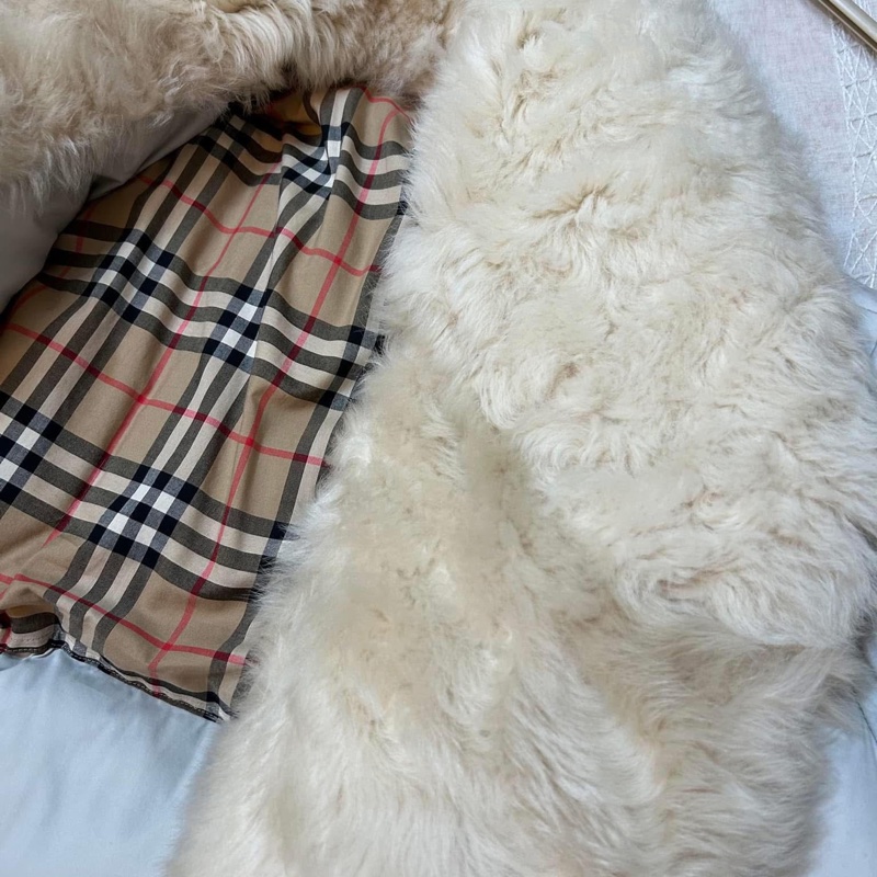 BURBERRY英國黑標石色皮草鵝絨大衣-9