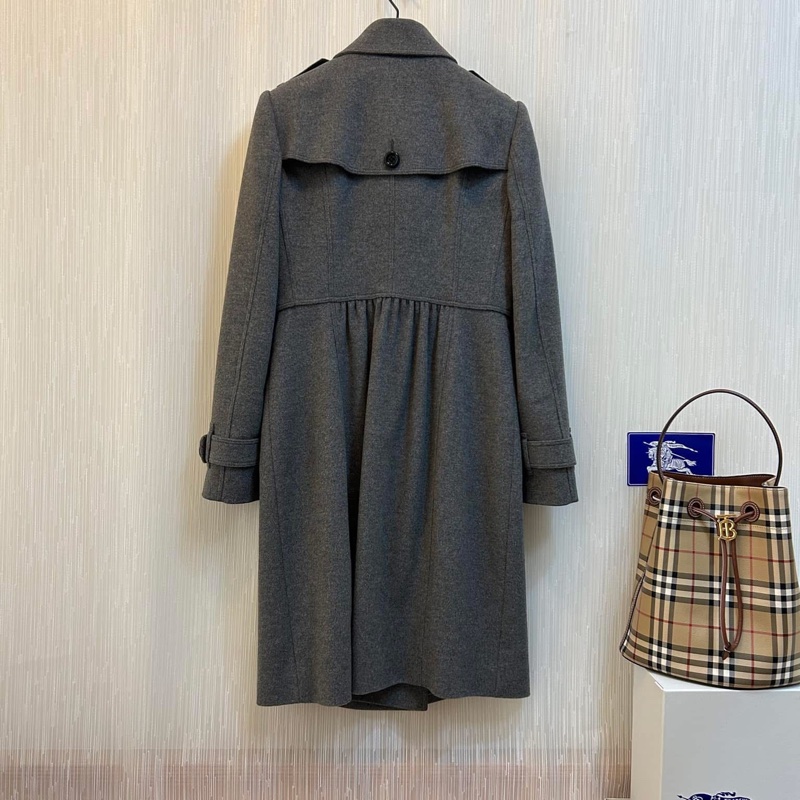 BURBERRY LONDON灰色軍裝羊毛大衣-1