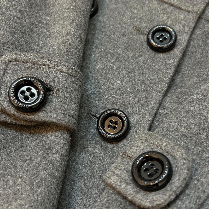 BURBERRY LONDON灰色軍裝羊毛大衣-3