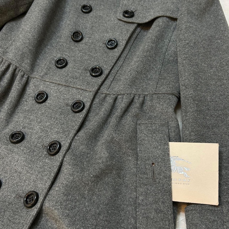 BURBERRY LONDON灰色軍裝羊毛大衣-4