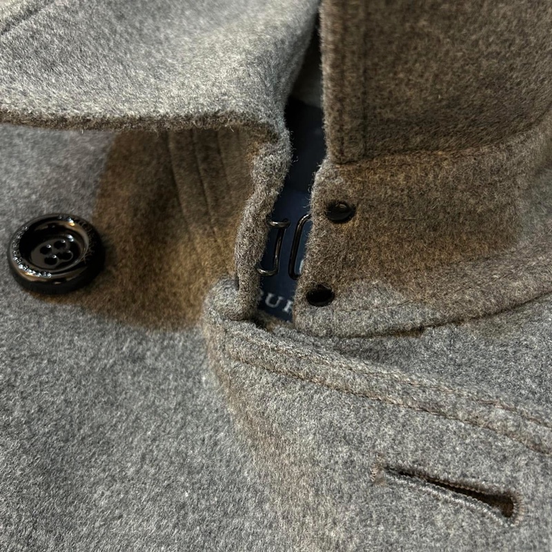 BURBERRY LONDON灰色軍裝羊毛大衣-5